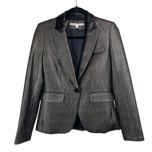 Veronica Beard Ashburn Metallic Single Breasted Blazer Jacket Bronze Size 2